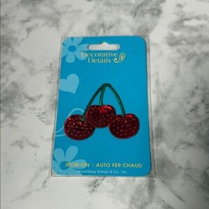 Decorative Details Sequin Cherry Iron-On Patch - Red and Green